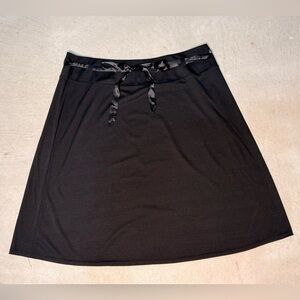 Michele Women's Black Flowy Skirt with Silky Belt Size 12 SM 334
